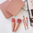 Kit de Maquiagem Portátil Profissional - 5 Pincéis + Mini Espelho