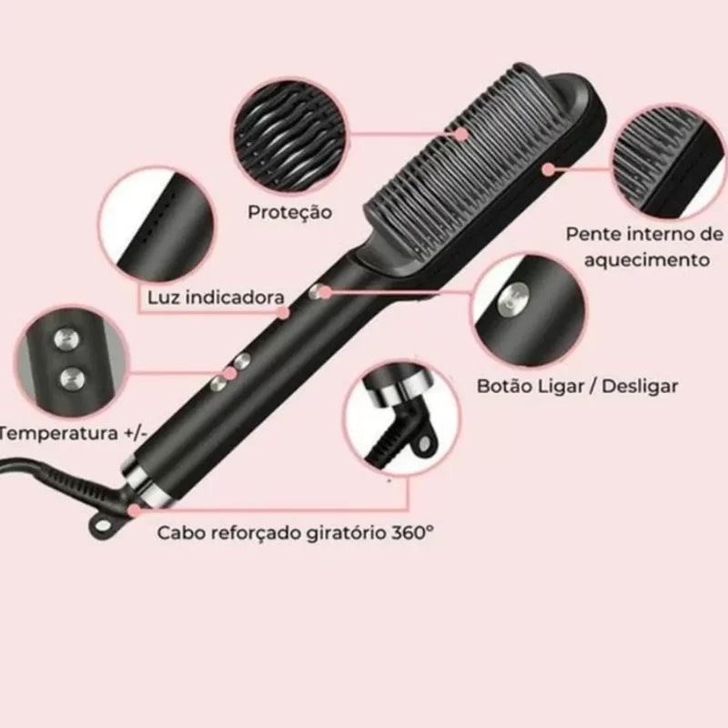 Escova Alisadora - Secadora e Cerâmica Skytur: Alisa, Modela e Elimina Frizz - Entrega Rápida para Todo o Brasil