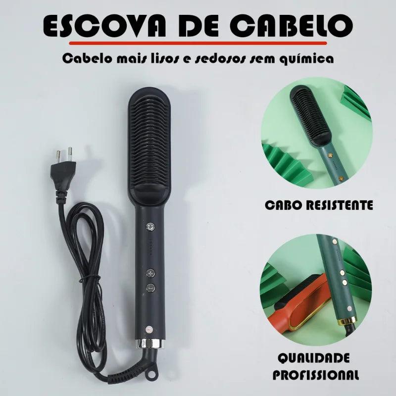 Escova Alisadora - Secadora e Cerâmica Skytur: Alisa, Modela e Elimina Frizz - Entrega Rápida para Todo o Brasil