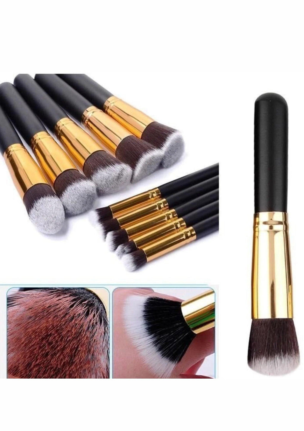 Kit 10 Pincéis de Maquiagem Kabuki Profissional