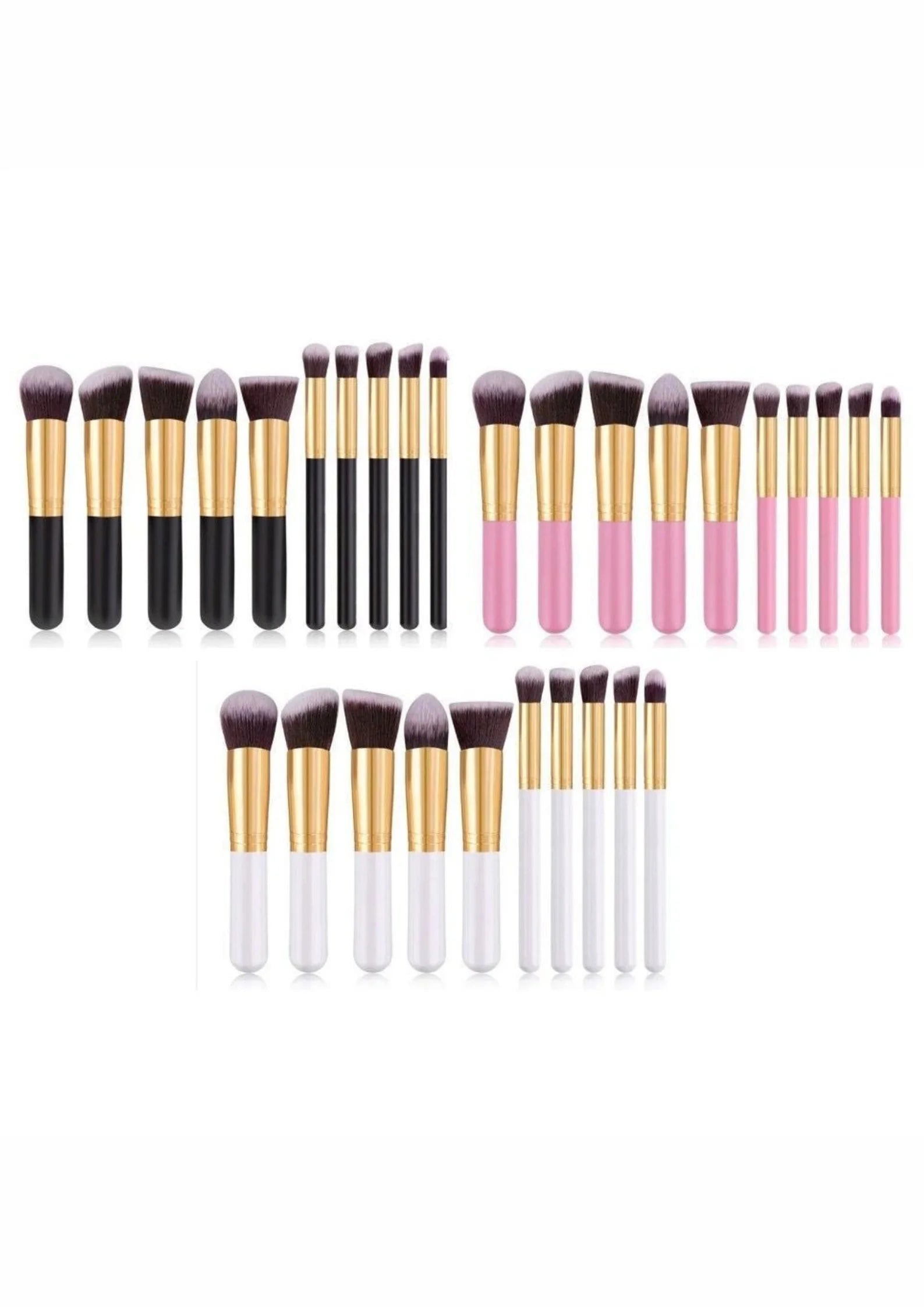 Kit 10 Pincéis de Maquiagem Kabuki Profissional