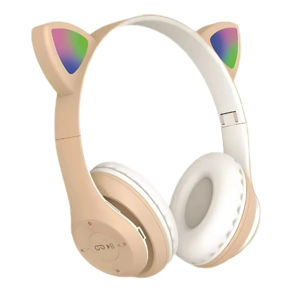 Fone de Ouvido Bluetooth Infantil Orelha de Gatinho com LED Sem Fio Menino Menina Cores Variadas