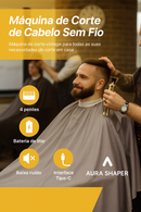 Kit Máquina de Cortar Cabelo e Barba Profissional Dourada - Aparador Cortador de Cabelo - FRETE GRÁTIS