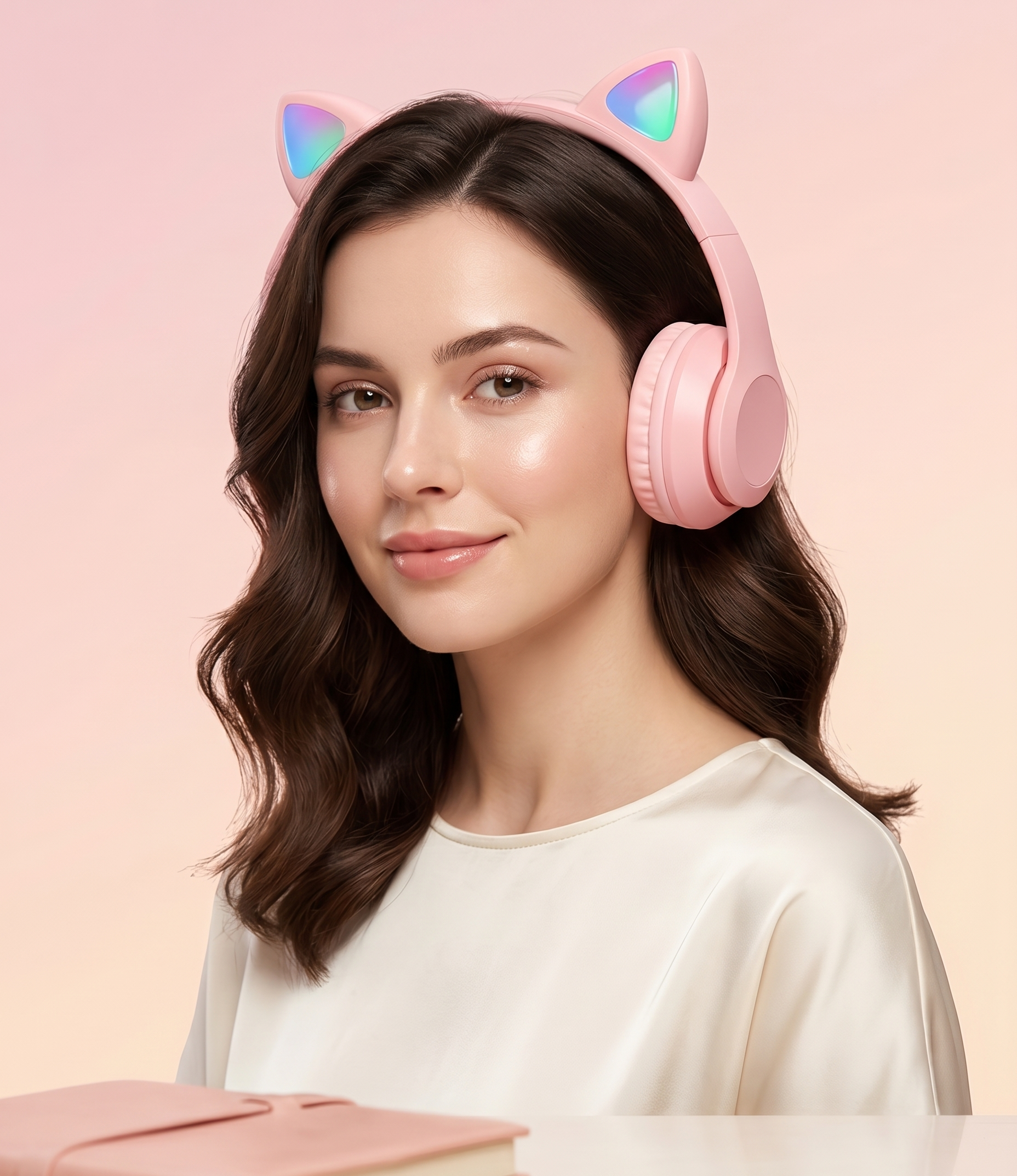 Fone de Ouvido Bluetooth Infantil Orelha de Gatinho com LED Sem Fio Menino Menina Cores Variadas