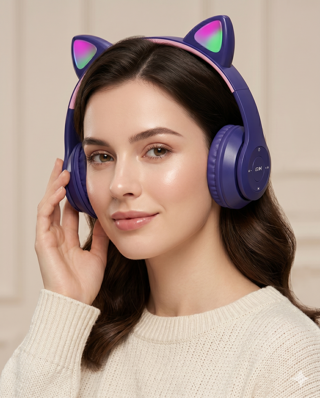 Fone de Ouvido Bluetooth Infantil Orelha de Gatinho com LED Sem Fio Menino Menina Cores Variadas