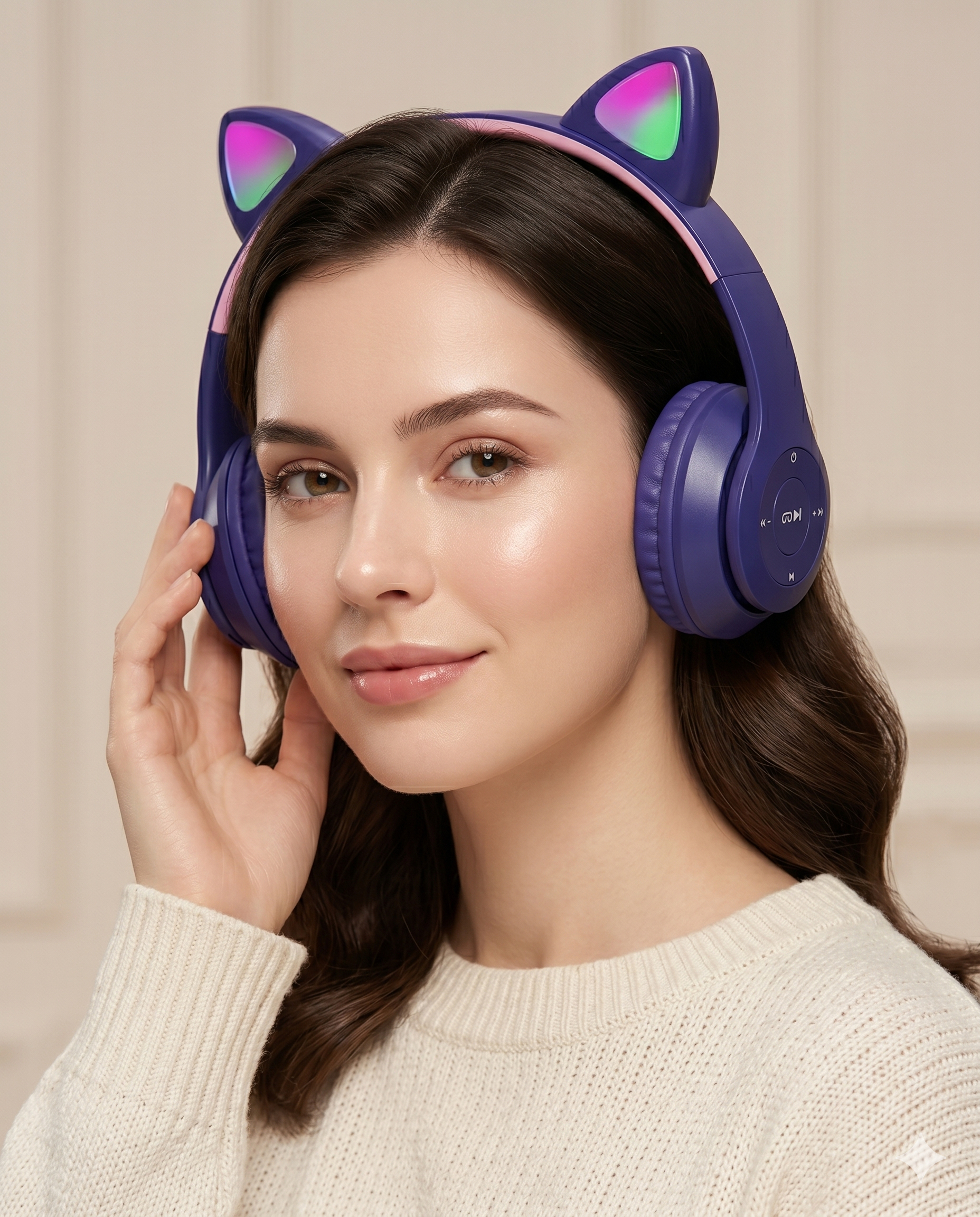 Fone de Ouvido Bluetooth Infantil Orelha de Gatinho com LED Sem Fio Menino Menina Cores Variadas