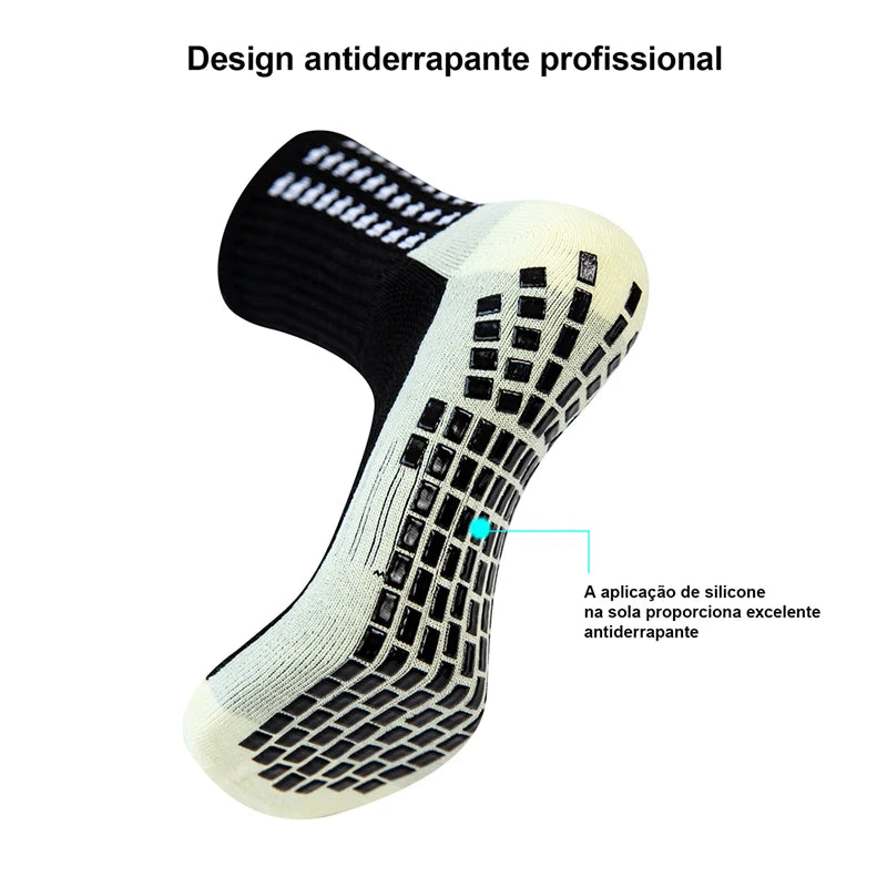 Meia Antiderrapante Esportiva Aura Shaper – Kit 6 Pares - Grip Silicone Profissional para Futebol, Corrida e Treinos | Envio Grátis Brasil