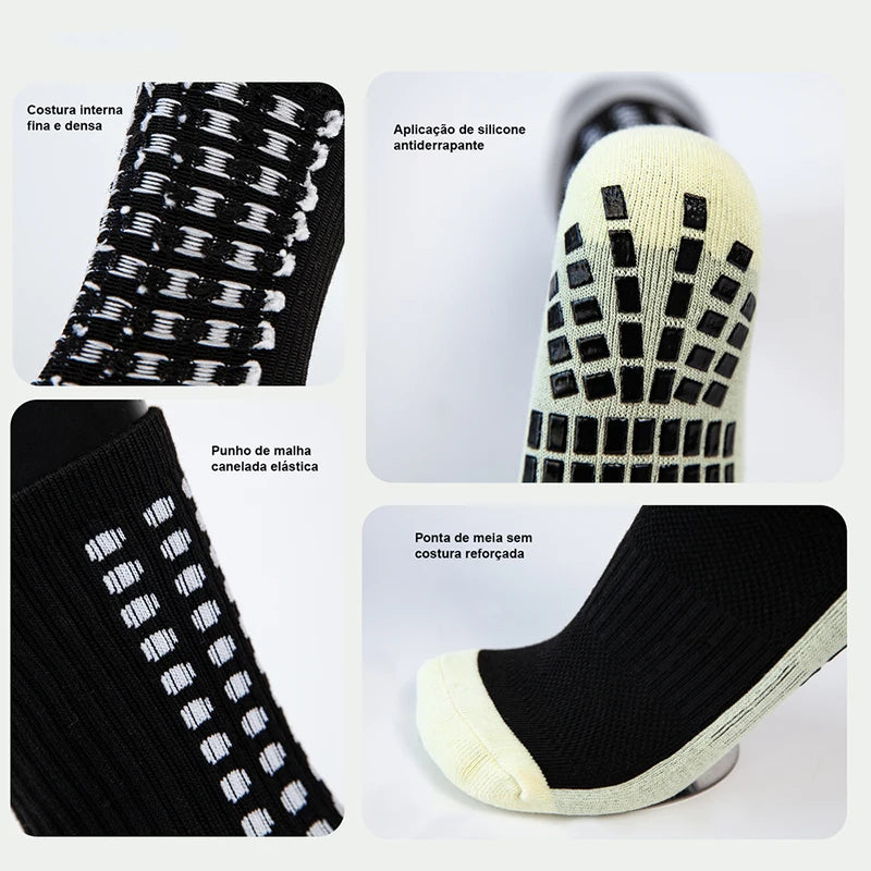 Meia Antiderrapante Esportiva Aura Shaper – Kit 6 Pares - Grip Silicone Profissional para Futebol, Corrida e Treinos | Envio Grátis Brasil
