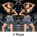 Kit 2 Shorts Fitness Femininos Short Academia: Cós Alto, Empina Bumbum e Controle de Barriga