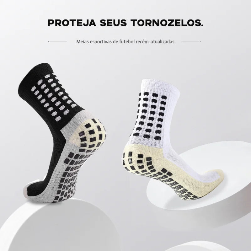 Meia Antiderrapante Esportiva Aura Shaper – Kit 6 Pares - Grip Silicone Profissional para Futebol, Corrida e Treinos | Envio Grátis Brasil