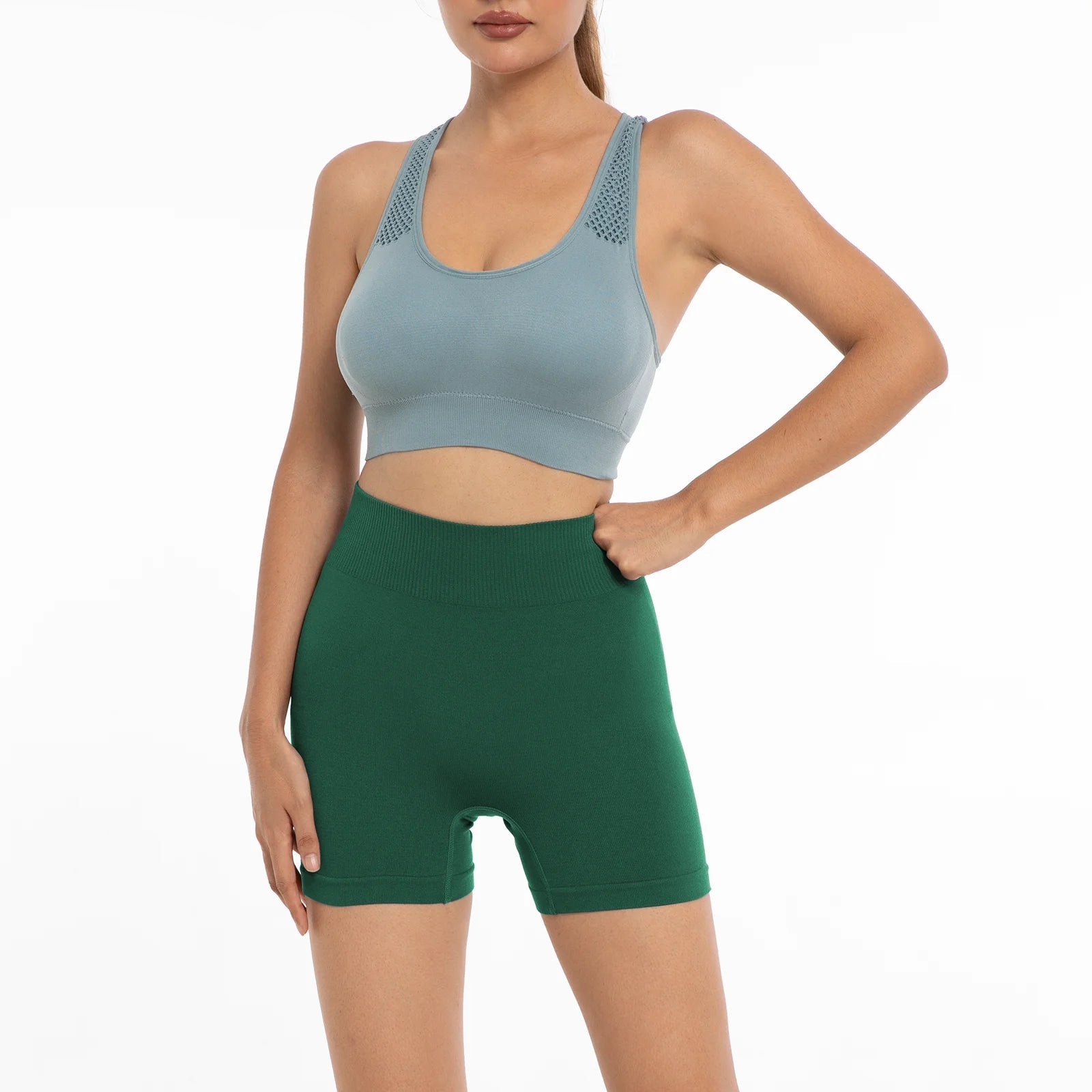 Conjunto Fitness Feminino - Top e Shorts com Tecido Respirável para Treino, Yoga e Corrida – Frete Grátis
