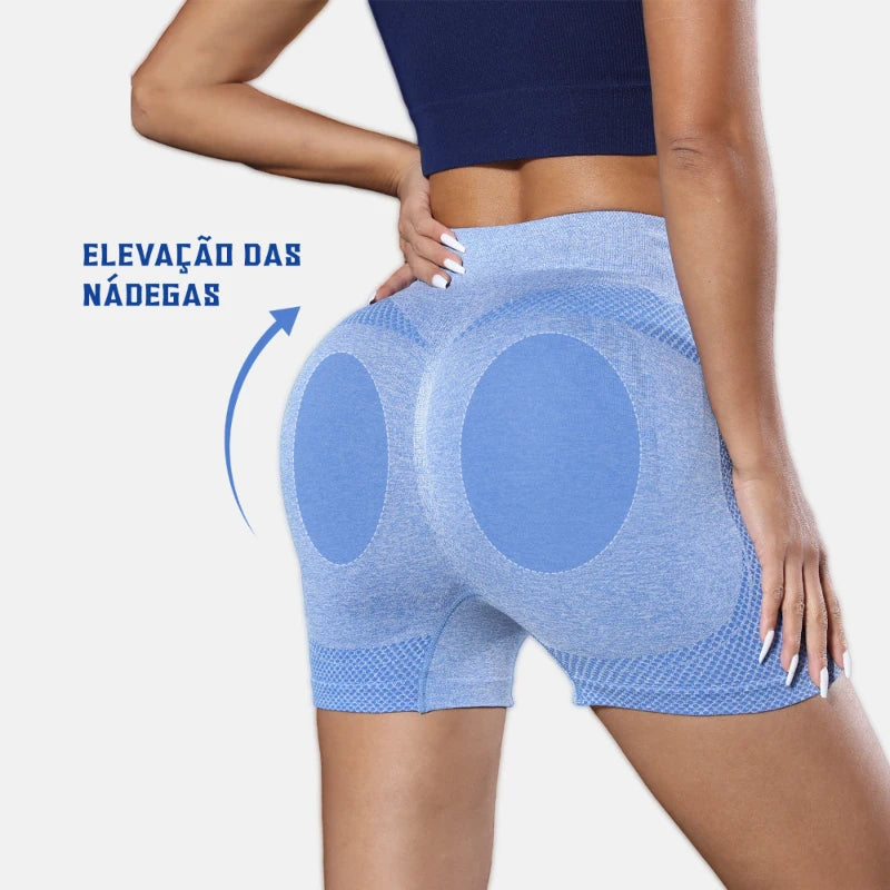 Kit 2 Shorts Fitness Femininos Short Academia: Cós Alto, Empina Bumbum e Controle de Barriga