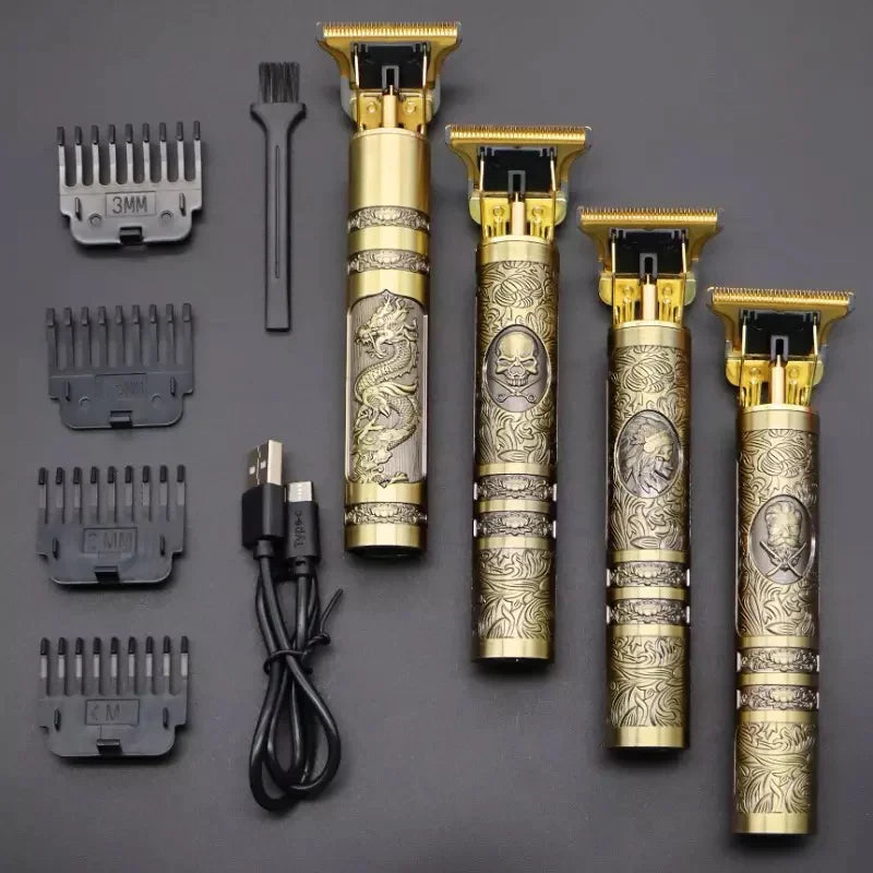 Kit Máquina de Cortar Cabelo e Barba Profissional Dourada - Aparador Cortador de Cabelo - FRETE GRÁTIS