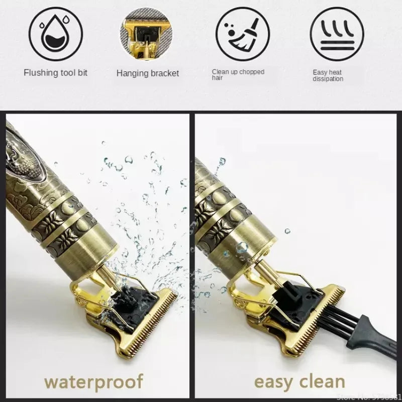 Kit Máquina de Cortar Cabelo e Barba Profissional Dourada - Aparador Cortador de Cabelo - FRETE GRÁTIS