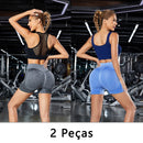 Kit 2 Shorts Fitness Femininos Short Academia: Cós Alto, Empina Bumbum e Controle de Barriga