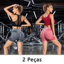 Kit 2 Shorts Fitness Femininos Short Academia: Cós Alto, Empina Bumbum e Controle de Barriga