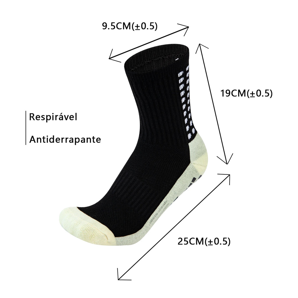 Meia Antiderrapante Esportiva Aura Shaper – Kit 6 Pares - Grip Silicone Profissional para Futebol, Corrida e Treinos | Envio Grátis Brasil